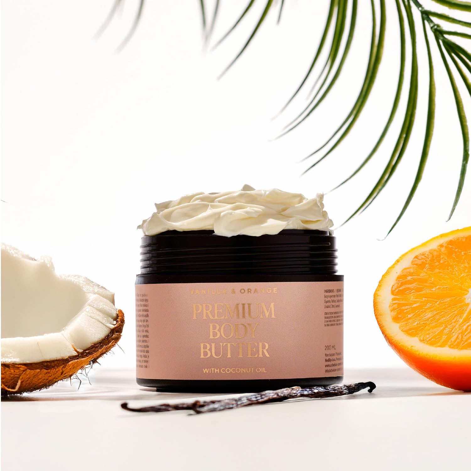 Active Luxe Premium Body Butter – Burro Corpo Idratante, 200ml | Olio di Cocco, Burro di Karitè & Olio di Mandorla, Profumato Arancia & Vaniglia