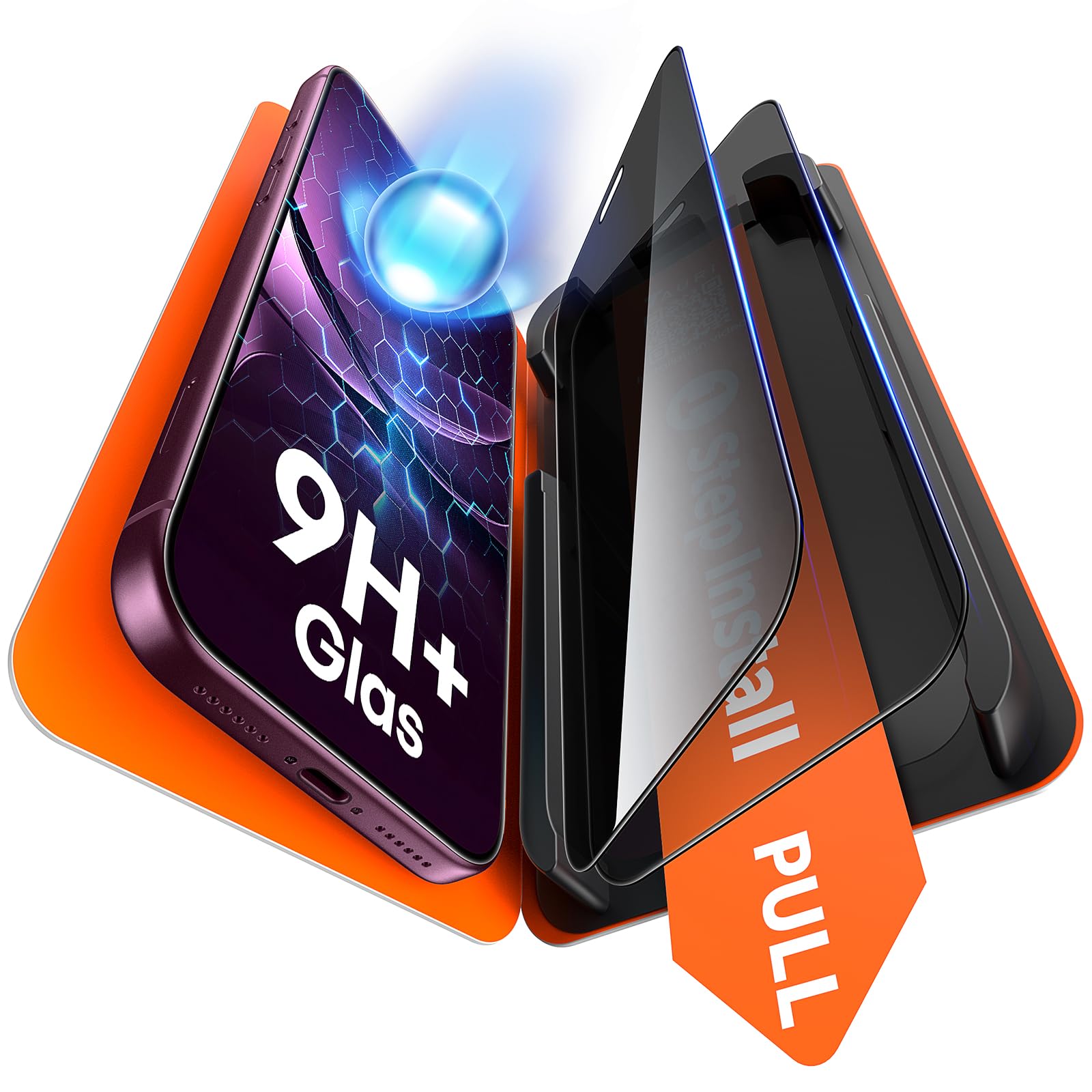 TAURI 2 Pack for iPhone 18 Pro Privacy Screen Protector, 1 Step Install