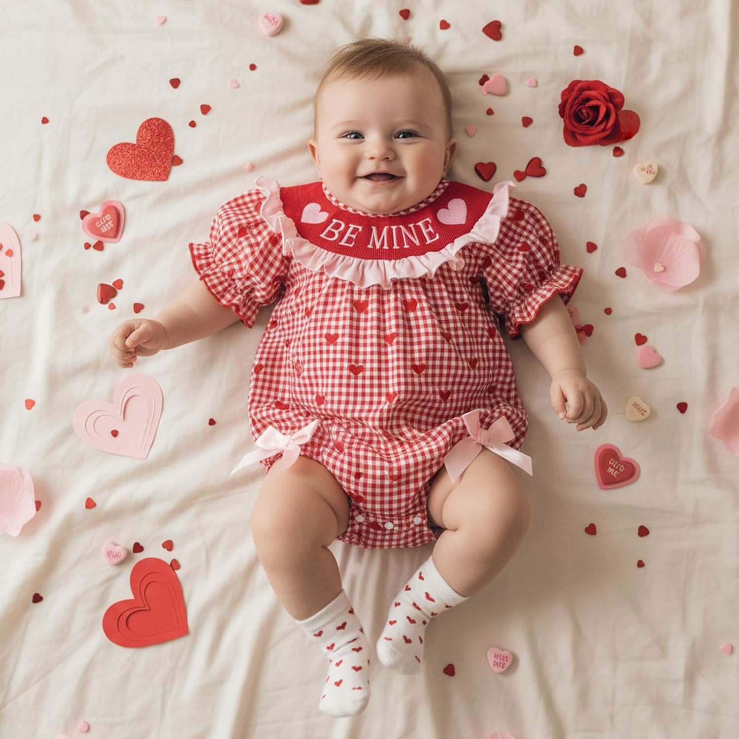 My First Easter Baby Girl Outfit Bunny Egg Bubble Romper Short Sleeve Onesie Bodysuit Spring Baby Smocked Clothes - Image 3