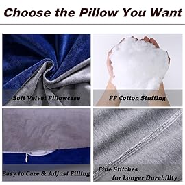 MOON PINE U Shaped Pregnancy Pillow, Maternity Full Body Pillow for Back, Legs and Belly Support, Sleeping Pillow for Pregnant Women and Side Sleepers with Removable Cover (Blue Grey)