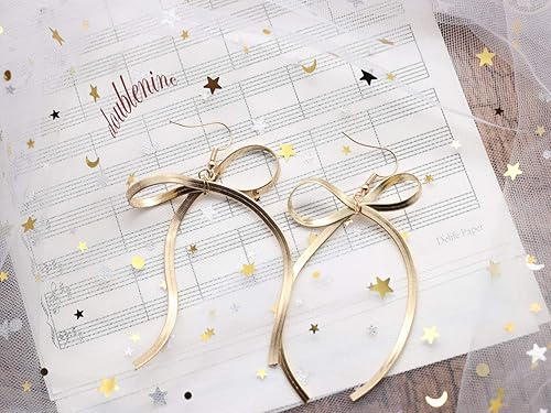 Miniatura 10 de DoubleNine - Pendientes colgantes con lazo para mujer color dorado