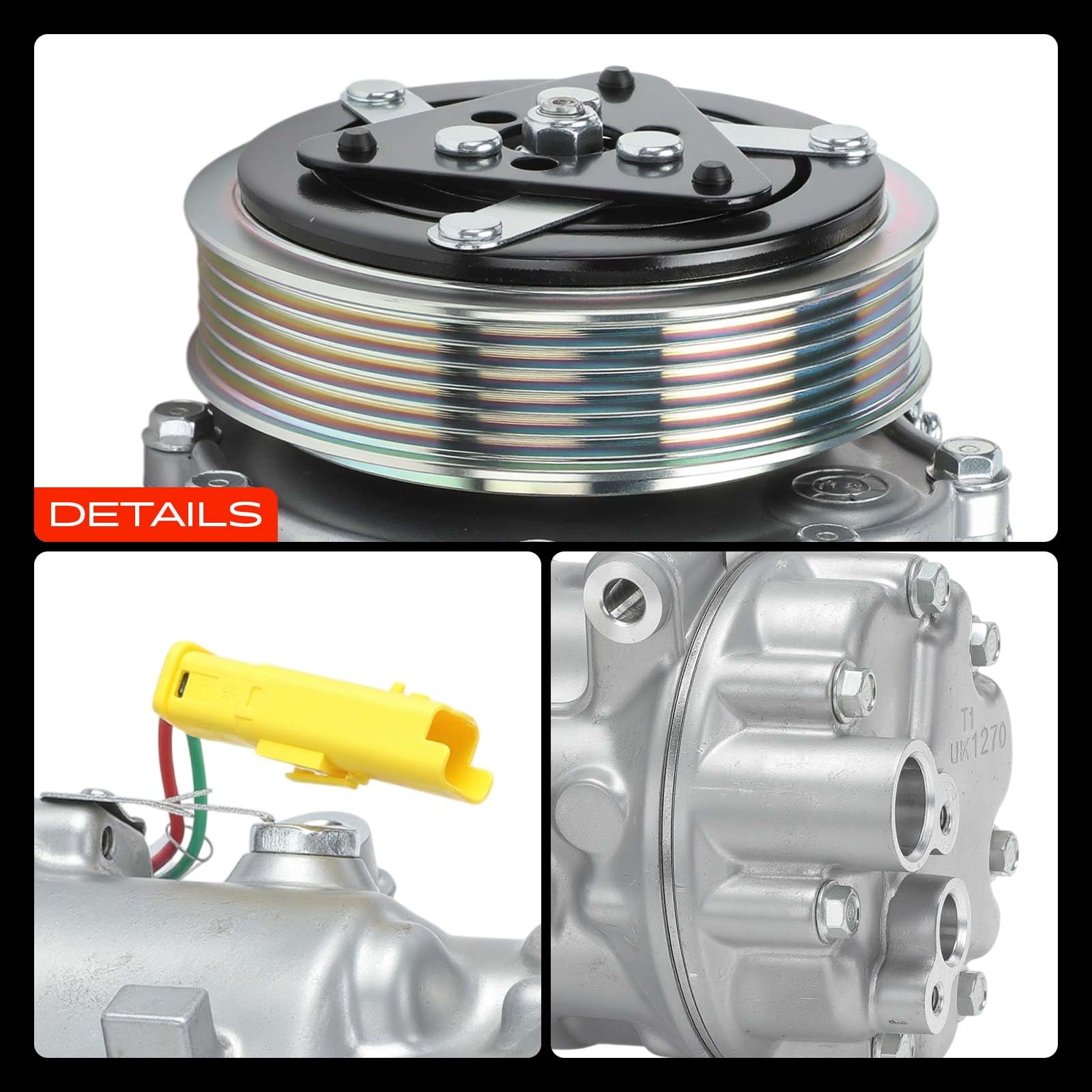 Frankberg Compresor de aire acondicionado Compresor A/C con Embrague Diesel Compatible con Proace Jumpy Expert C8 807 Ulysse Scudo Phedra Replace# 89136, Incluye aceite preengrasado