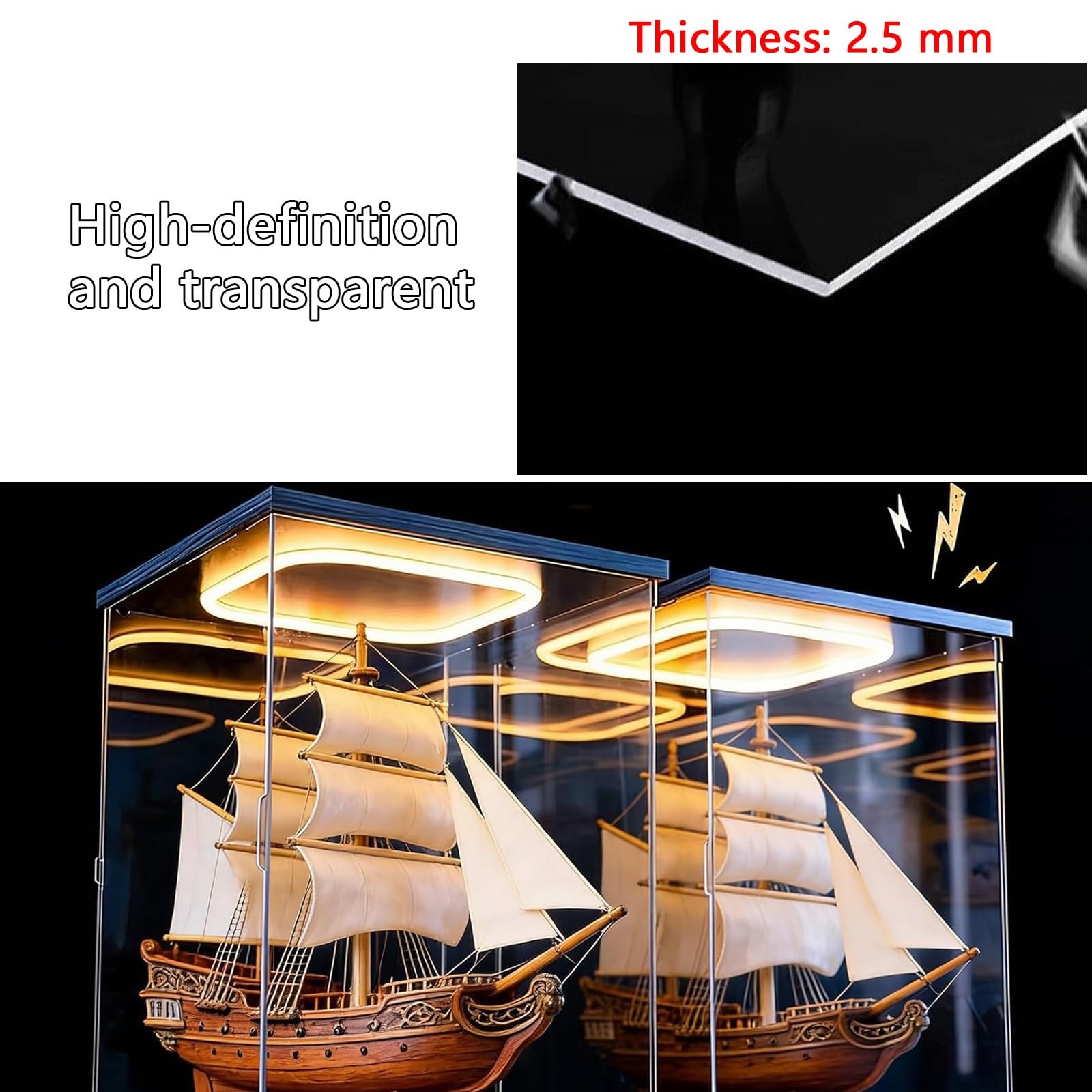 Vitrina Acrílica For Coleccionables con Luz LED, Vitrina De Figuras For Coleccionables, Diseño De Fuente De Alimentación De Serie Múltiple(L30xW30xH30cm(L12xW12xH12in))