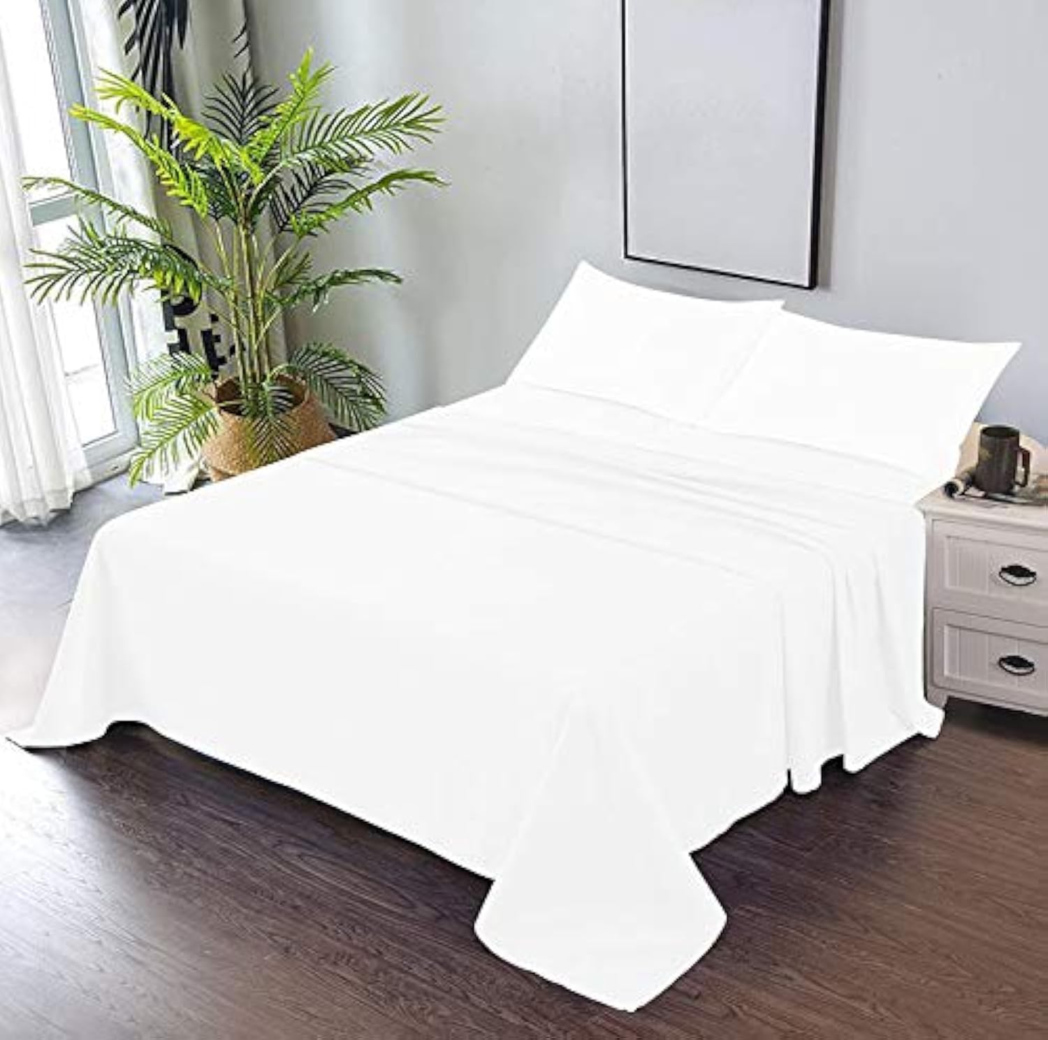 750 TC 100% Egyptian Cotton Bed Sheets Sateen Finish Luxuries Hotel Quality (White, King - 3 Pieces Sheet Set, pillow covers)