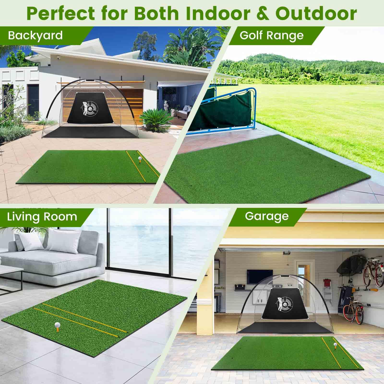 LIFEZEAL Esterilla de Entrenamiento de Golf, Alfombra de Golf con 2 Tees, 6 Agujeros y 2 Postes de alineación, Esterilla de Golf de EVA Plegable para Interior y Exterior