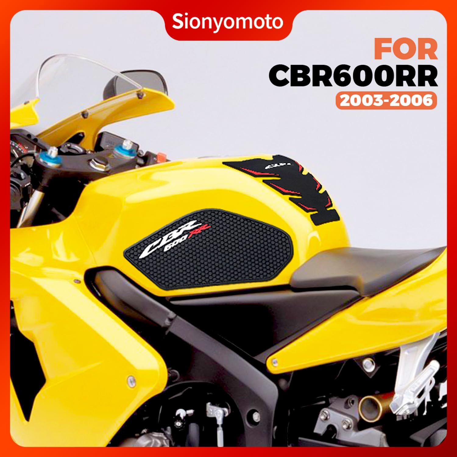 Fuel Gas Tank Pad Protector Stickers Decal Set Compatible with Motorcycle CBR 600RR 2003 to 2015 2016 2017 2018 2019 2020 CBR600RR CBR 600 RR 3pcs