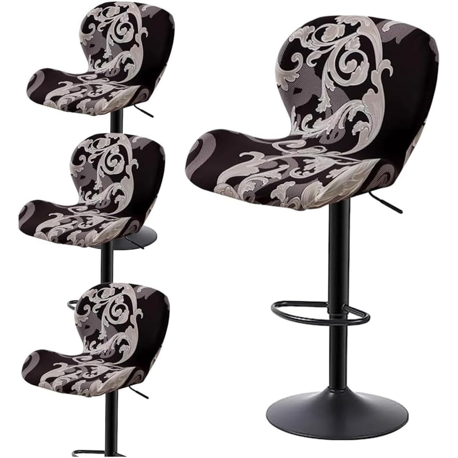 Leomix Stretch Printed Bar Stool Cover Set of 1/2/4/6, Adjustable Swivel Bar Stools Slipcover, Barstool Protector Covers for Dining Room Kitchen,N,4pack