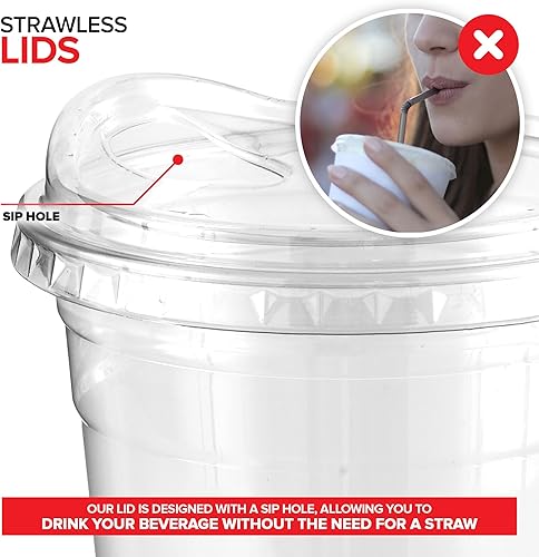 Miniatura 4 de Vasos de plástico transparente de 20 onzas con tapas desechables, taza Togo con tapa para sorber sin popote para batidos, café helado, limonada,