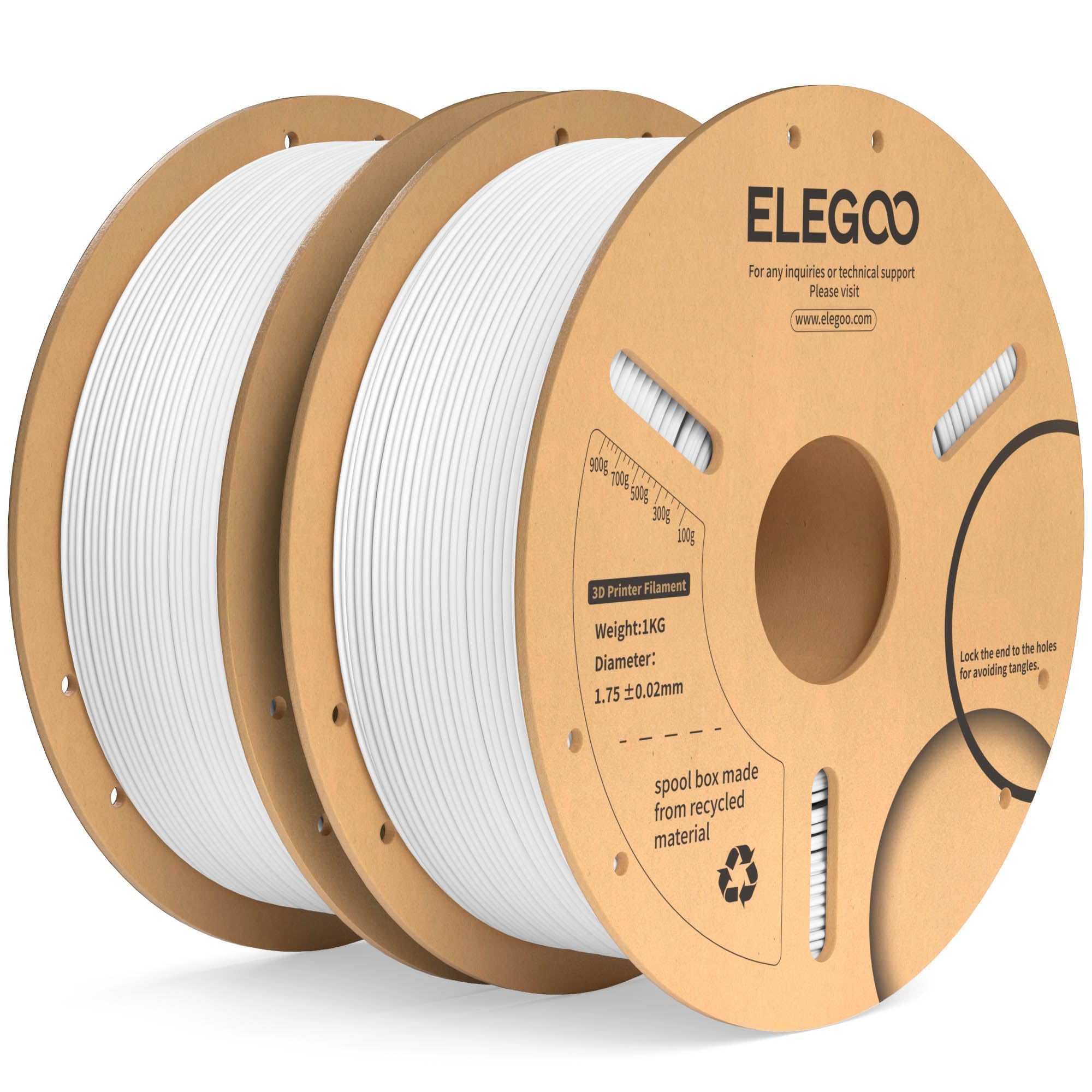 ELEGOO PLA Plus Filament 1.75mm White 2KG, PLA+ Tougher and Stronger 3D Printer Filament Dimensional Accuracy +/- 0.02mm, 2 Pcs 1kg Spool(2.2lbs) Fits for Most FDM 3D PrintersELEGOO PLA Plus Filament 1.75mm White 2KG, PLA+…