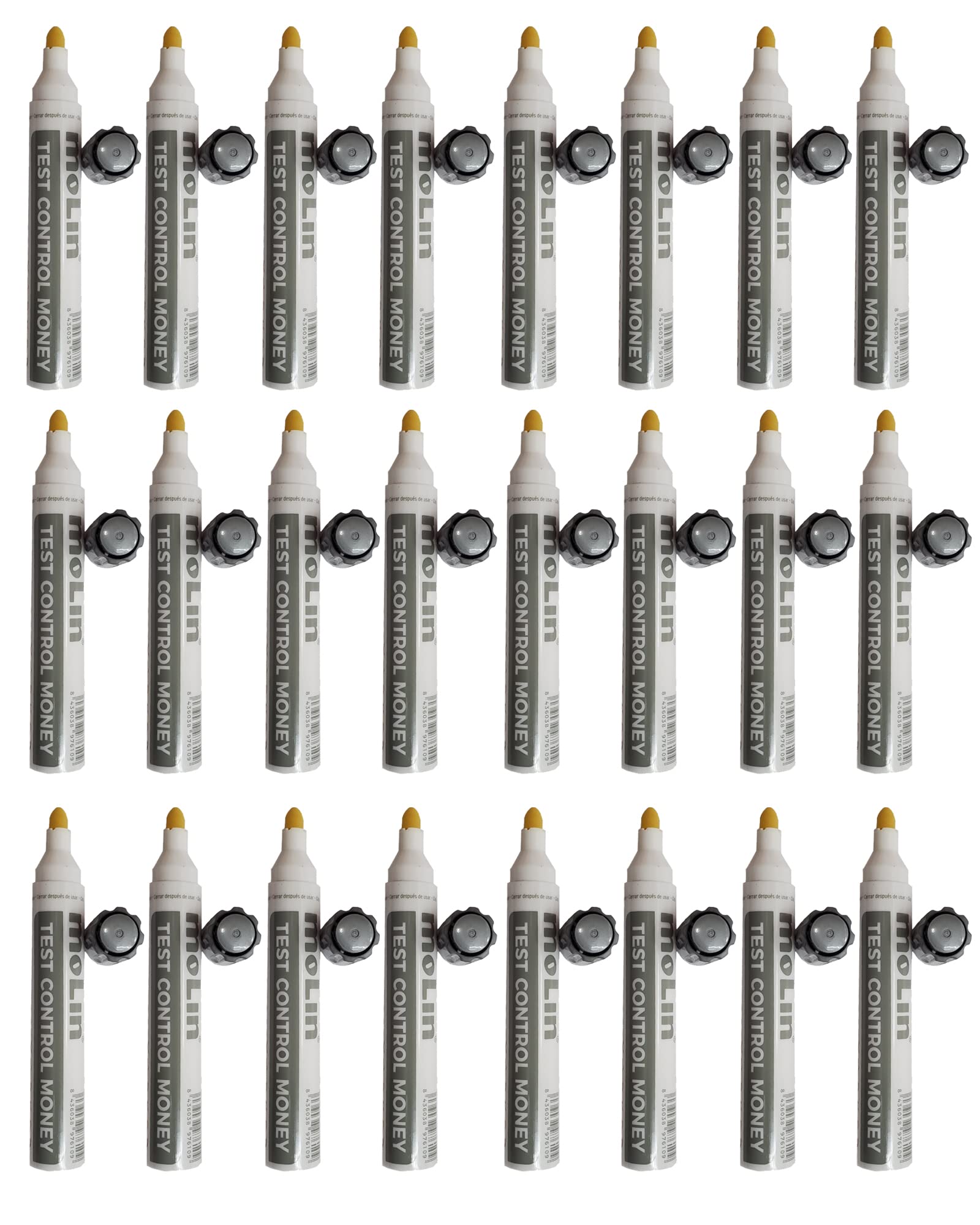 Pack 24 Rotuladores de Billetes Falsos, Detector Billetes Falsos, boligrafo apto para todos los billetes de Euros, Dólar, Libras, Euro etc. FABRICADO EN ESPAÑA (24)