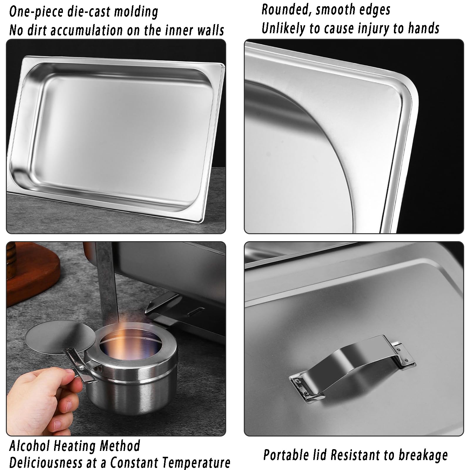 Calentador de Alimentos Bufé, Servidor de Calentador Buffet | Chafing Dish de Acero Inoxidable para Buffet con Pinzas y Cucharas para Fiestas, Catering, Banquetes