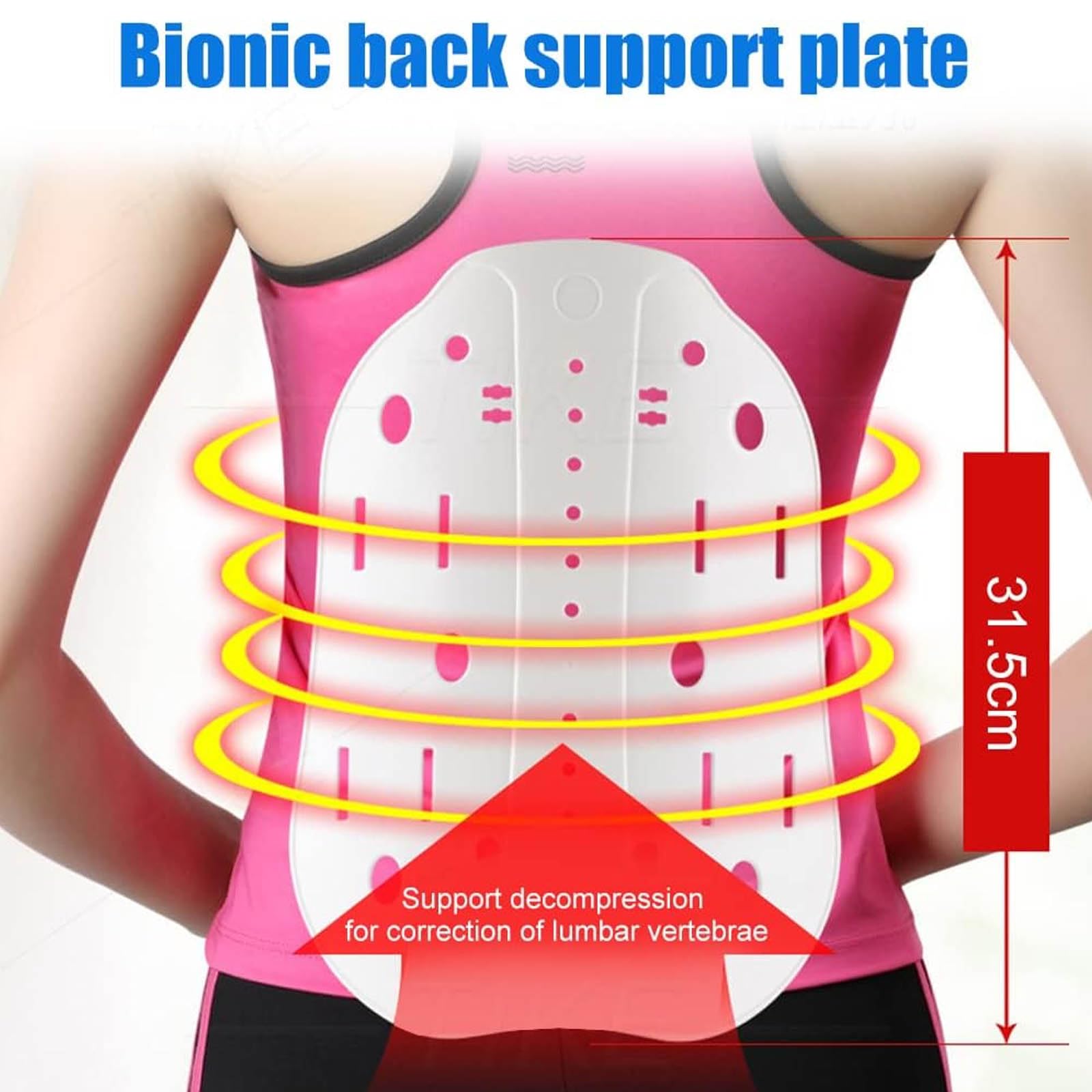 Fascia Lombare Supporto Schiena, Fascia Lombare con Piastra di Correzione Arco 26° Leggero e Traspirante Comodo da Indossare Manutenzione del Magnete Allevia la Sciatica e Mal di Schiena M