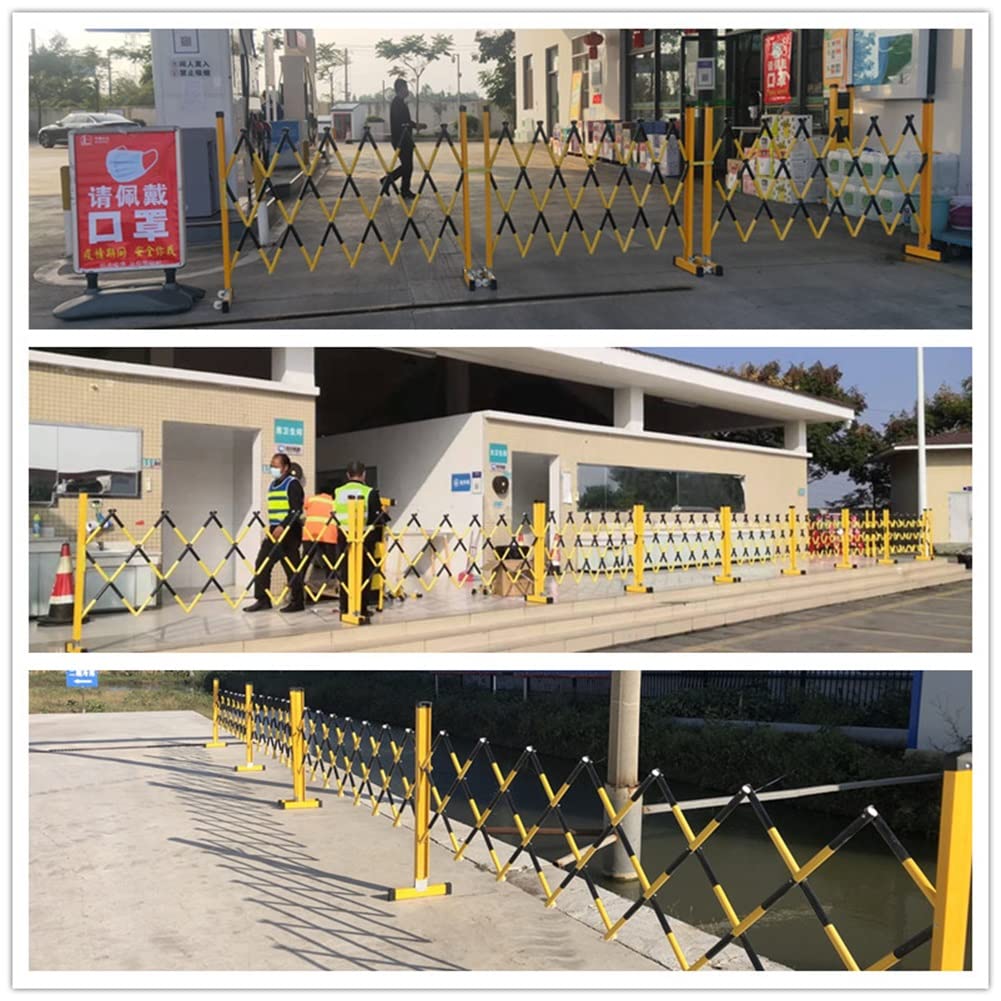 Genérico Barrera de tráfico Extensible y Duradera - Puerta de Seguridad móvil de Fibra de Vidrio, Valla Plegable portátil para garajes, escuelas y Eventos - Amarillo y Negro 1,2 m x 2,5 m Solución de