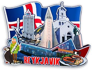 Decorative Magnet for Reykjavik Iceland Unique Wooden Travel Souvenir to Record Beautiful Memories Fridge Magnet Collection 1788