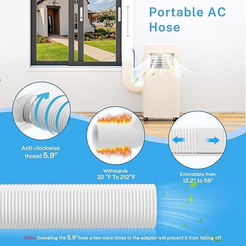 Miniatura 3 de YJHome Kit de ventilación portátil de ventana de CA con manguera de escape de 5.9 pulgadas y acoplador universal, kit de sellado de ventana de aire