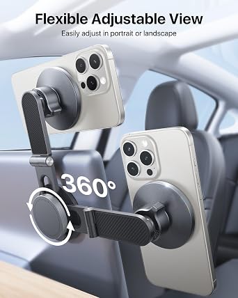 andobil Upgrade Tesla Phone Mount [Strong Magnet & Foldable] MagSafe Car Mount for Tesla New Model Y Juniper Model 3, 360 Adjustable Tesla Phone Holder fits iPhone 17 16 15 Pro Max, Tesla Accessories