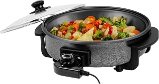 OVENTE SK11112B 11.5-Inch Electric Skillet 1400W Nonstick Frying Pan Adjustable Temp Glass Lid Cool-Touch Handles