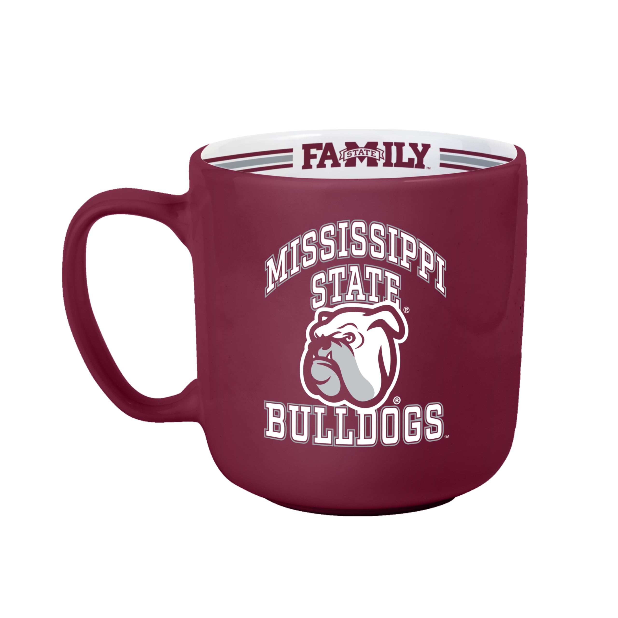Logo Brands NCAA Mississippi State Bulldogs 15oz Stripe Mug - Team Logo, Inside Print, Standard Handle, Microwave &amp; Dishwasher Safe