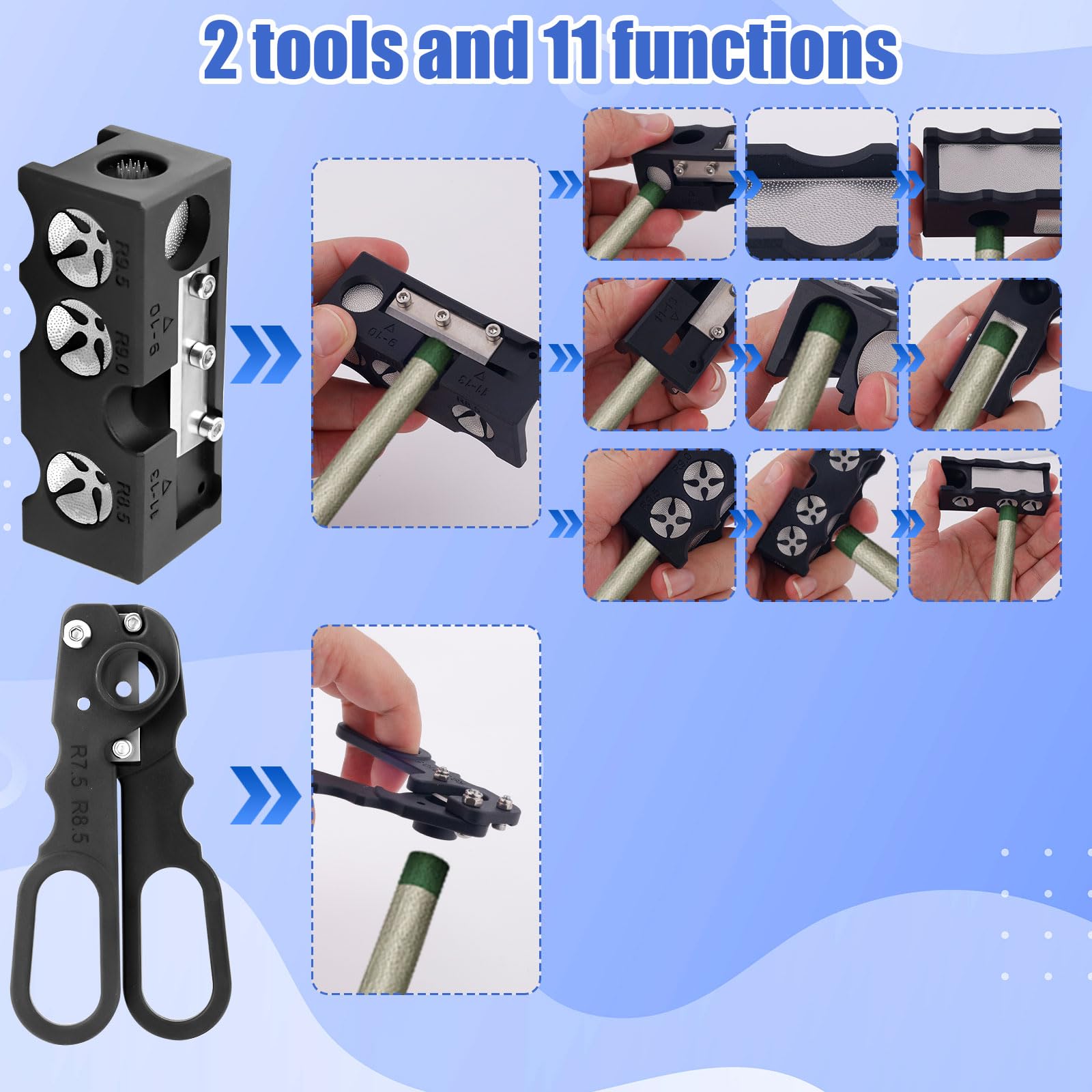Sagomatore Punte Stecca 10 in 1, Modellatore Punte Stecca da Biliardo con Forbici per Testa Stecca da Biliardo Lame di Ricambio Chiave Esagonale Accessori Biliardo per Appassionati di Biliardo