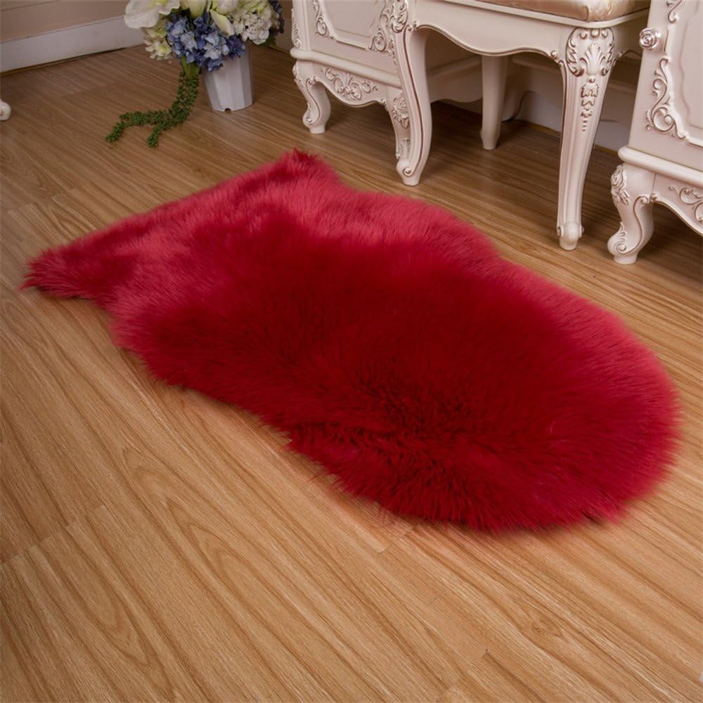 Deluxe Super Soft Fluffy Shaggy Home Decor Faux Sheepskin Silky Rug for Bedroom Floor Sofa Chair,Chair Cover Seat Pad Couch Pad Area Carpet,2.5ft x 4ft,Pink