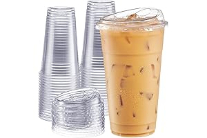 Comfy Package [24 oz. - 100 Count Crystal Clear Plastic Reusable Iced...