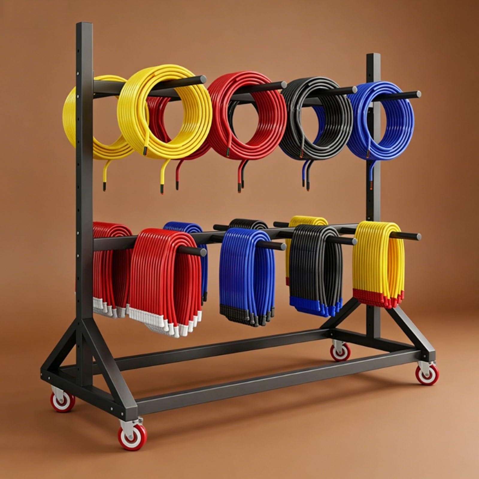 Jidanmian A Electrical Wire Spool Rack - Cable Storage Rack Portable Bulk Cable Reel - 881Lb Capacity Wire Display Caddy For Warehouse Nd Retail Business(,4-Tier 120X90x200cm)