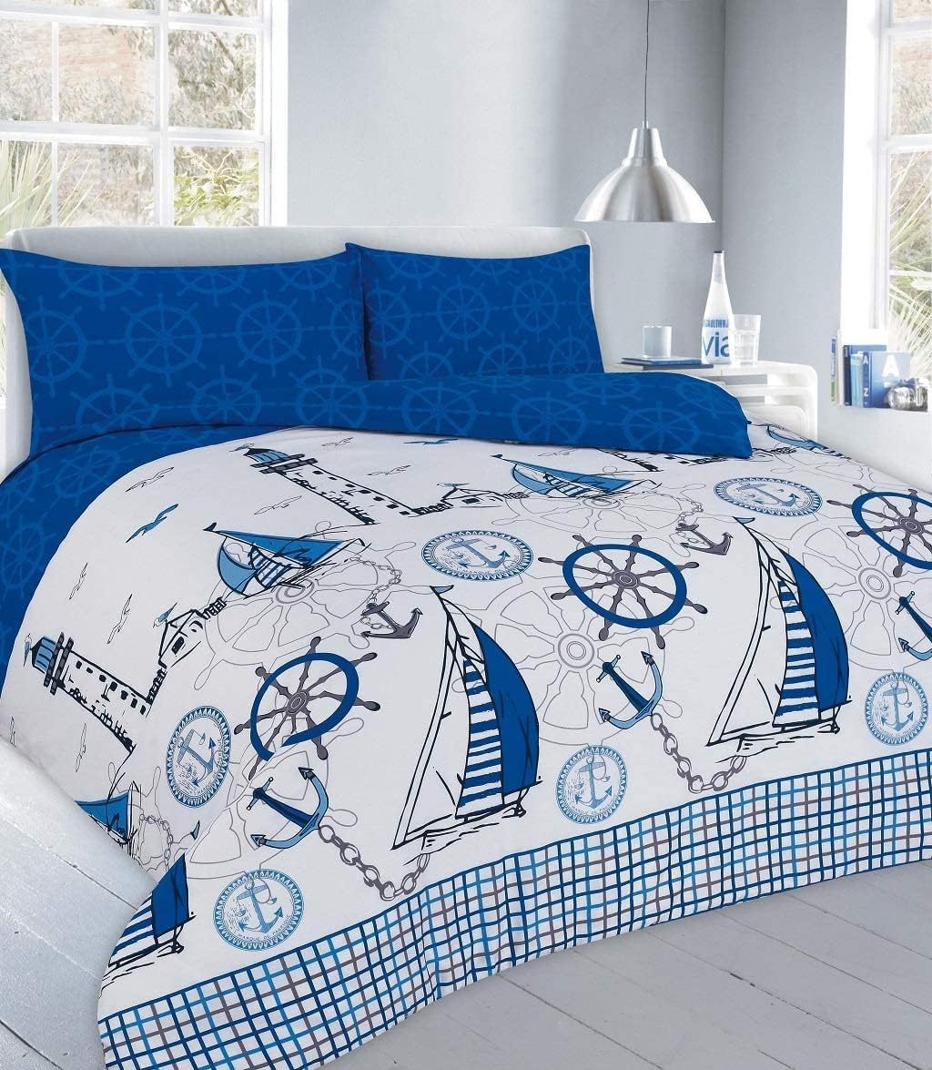 HOME ACE Jack Blue Printed Single Duvet Cover Set - Easy Care Poly Cotton Single Quilt Cover Bedding Set - 135CM x 200CM with 1 Pillowcase 50CM x 75CM
