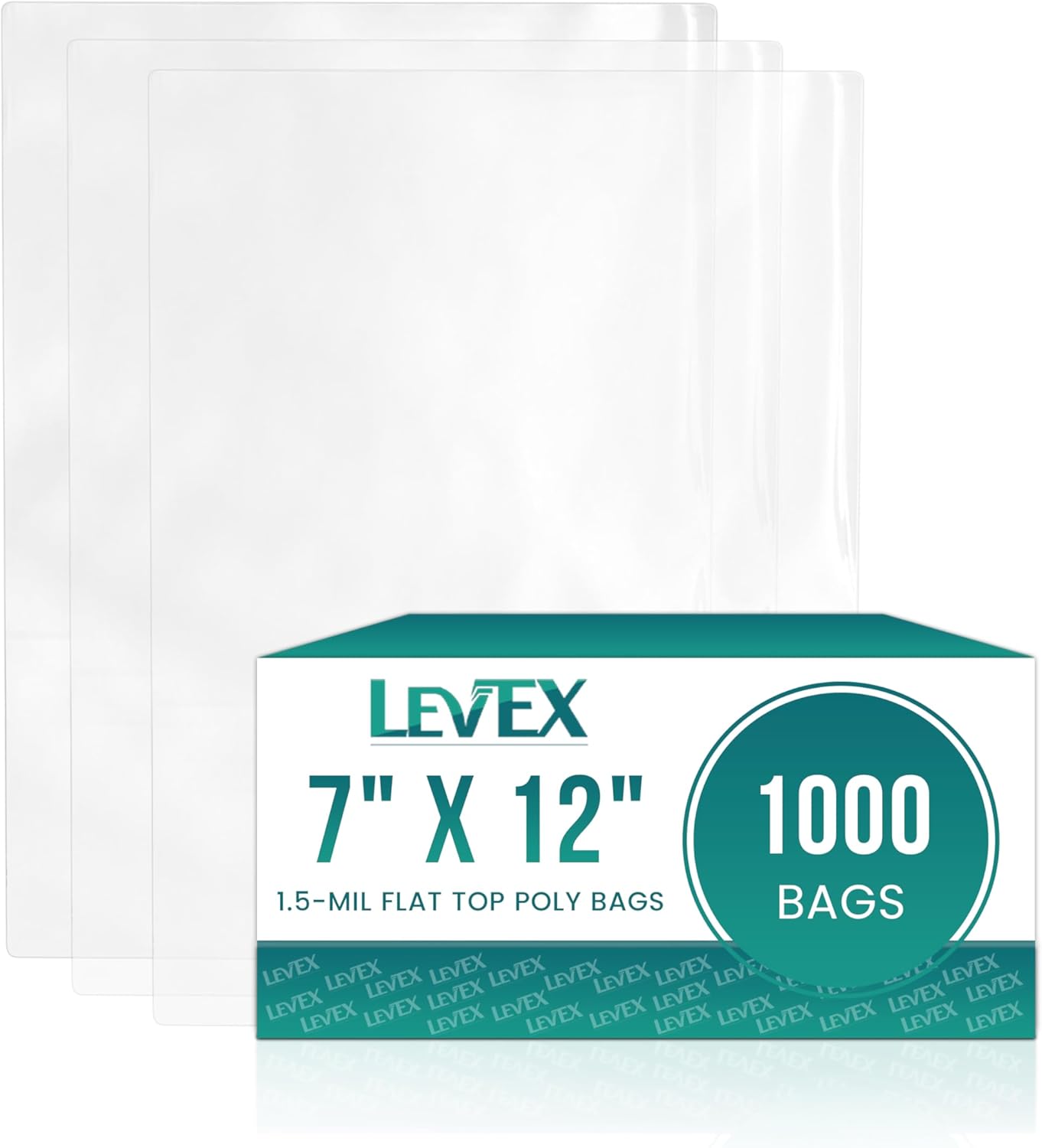Levex - 7" x 12" (1000 Count) Open End Flat Top - 1.5-Mil Clear Poly Bags for Packaging, Shipping, Storage & Food (Bags Do Not Have a Seal or Prints)