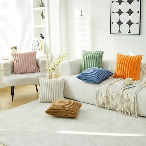 Miniatura 60 de Sunday Praise Juego de 2 fundas de almohada de felpa de piel sintética de doble cara de 20 x 20 pulgadas, fundas decorativas de almohada decorativas