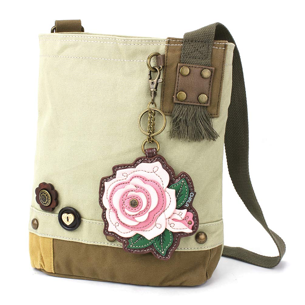 CHALA Patch Cross-Body Women Handbag, Canvas Messenger Bag Olive, Metal Charming Cross - Oliv, Medium — view 125