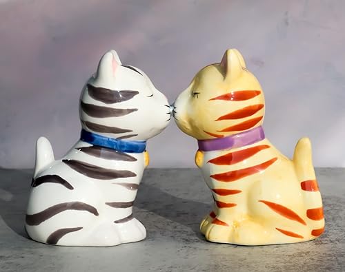 Miniatura 8 de Ebros Gift Kissing Orange and Gray Striped Tabby Cats Salt and Pepper Shakers Fun Kitchen Dining Ceramic Decor Figurines 3.25 "H Feline Cat Kitty