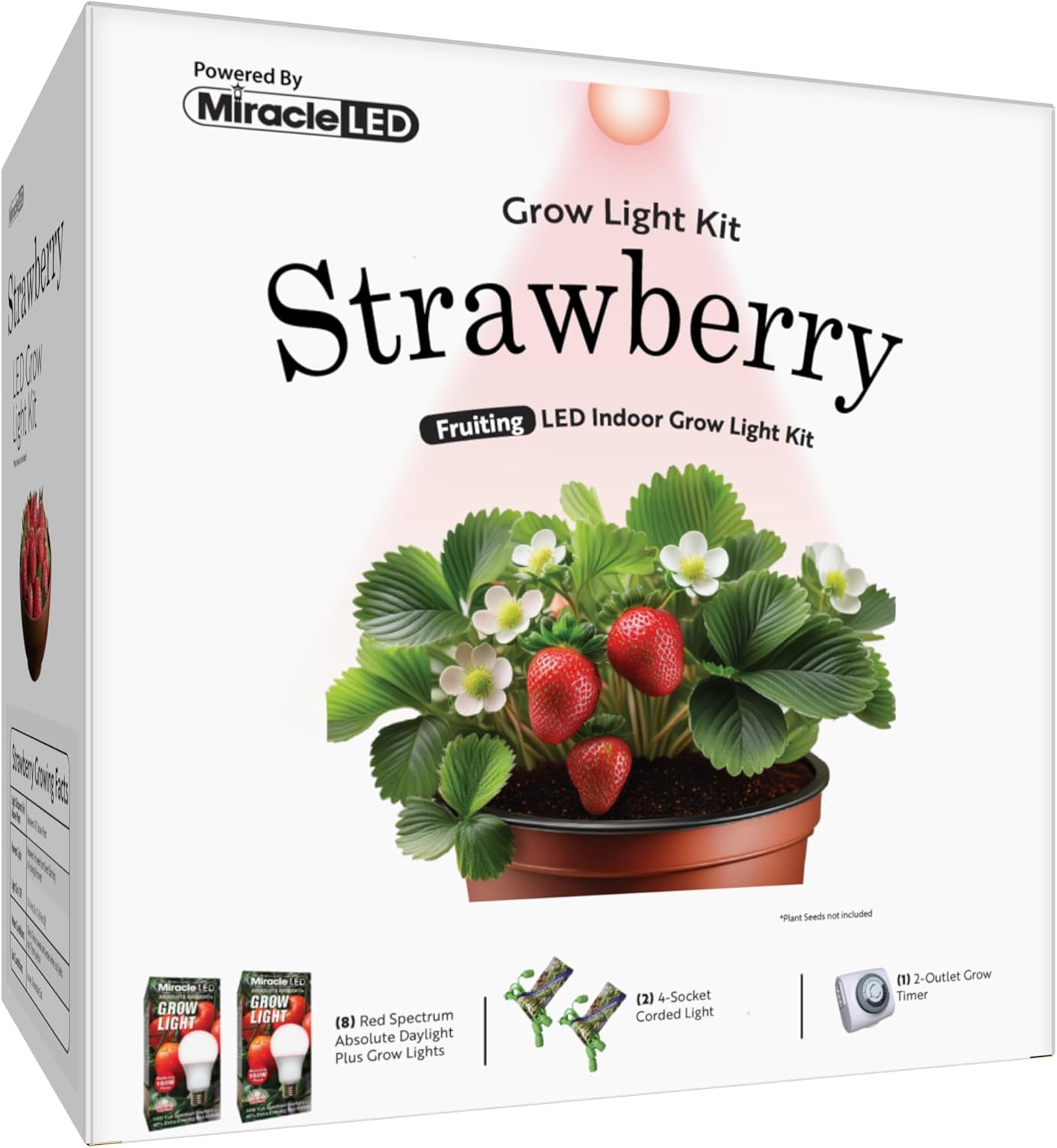 Miracle LED Strawberry Starter Grow Kit (Absolute Daylight Plus Red Spectrum Edition 2-Pack)
