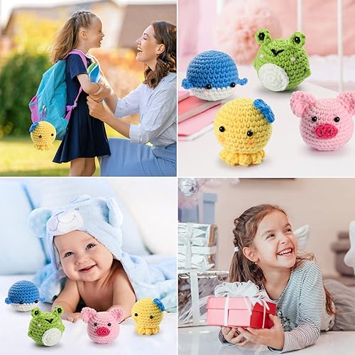 Miniatura 7 de RQWZBCHX Animals Beginners - Kits de ganchillo para principiantes, adultos, niños, con tutoriales en video paso a paso y suficientes hilos, gancho,