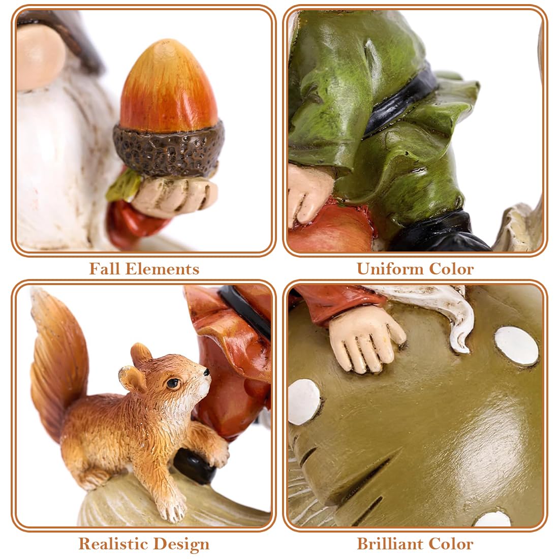 2pcs figure di decorazione autunnale, gnomi in resina per la decorazione autunnale all'interno e all'esterno, decorazione di funghi, regalo per il giorno del ringraziamento