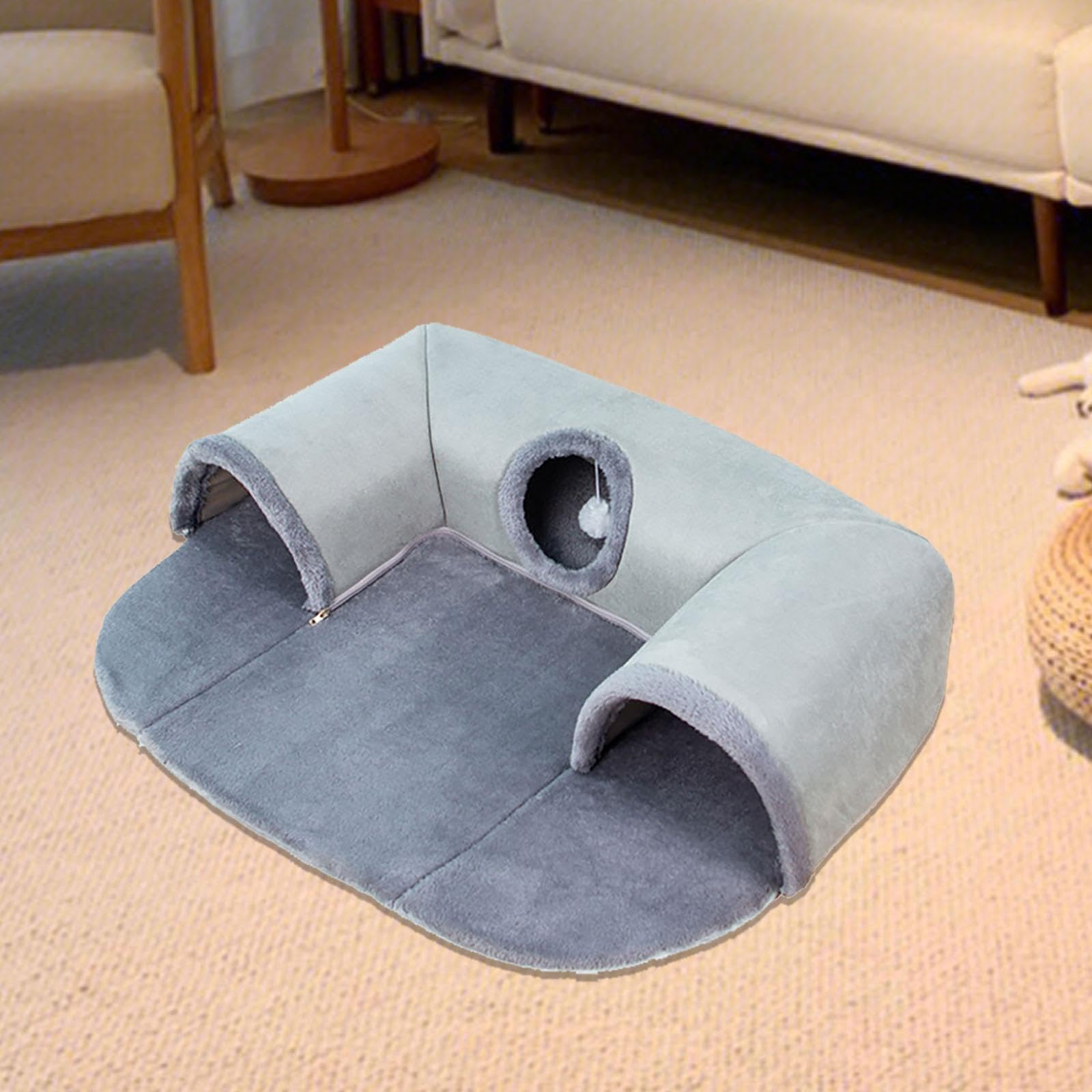 Tunnel de Jeu pour Chat, Tapis de Jeu, Lit pour Furet et Lapin, Tunnel, Exercice, Tubes en Forme de U pour Chat, Jouet pour Lapins et Chats Domestique, Grand