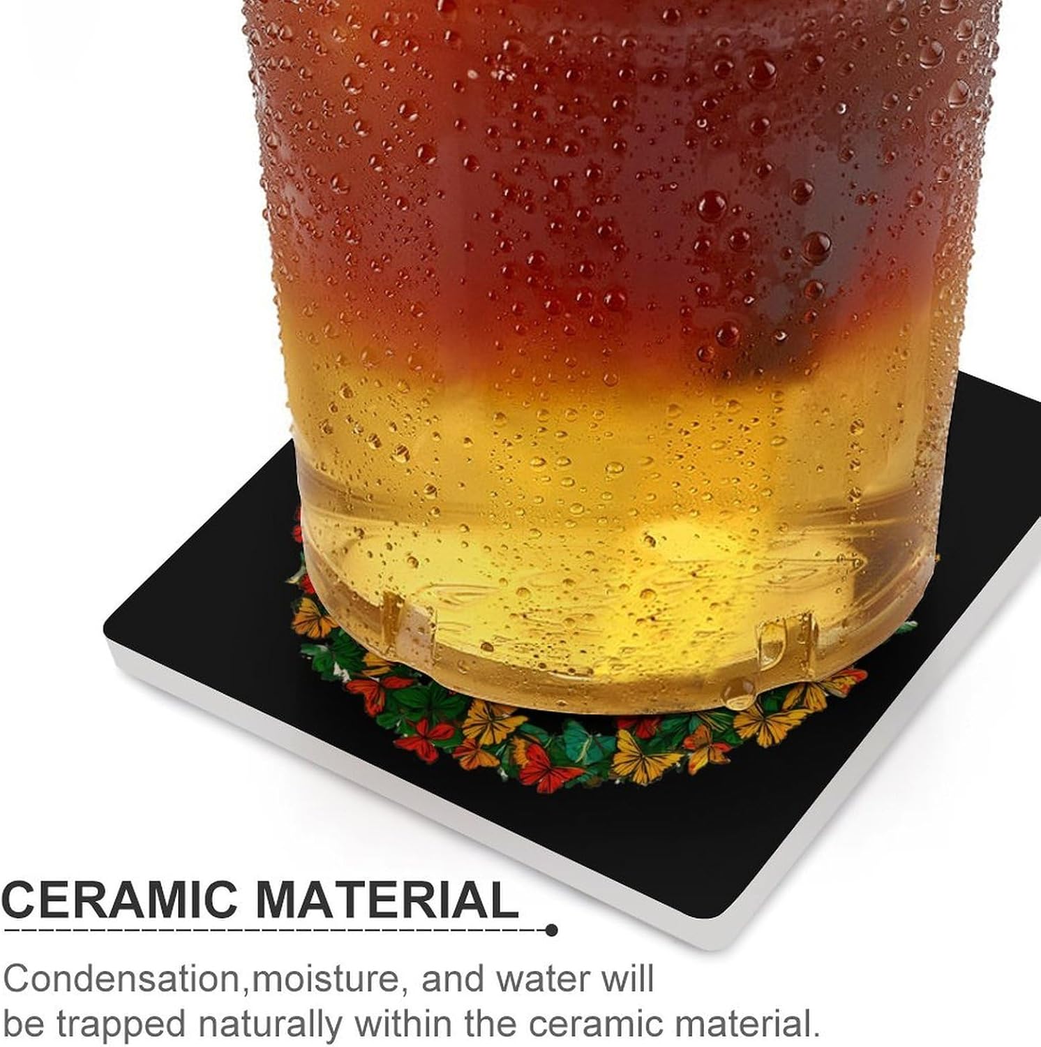 Peace Sign Coaster for Drinks Square Ceramic Table Coasters Stone Mat Crafts 4PCS Home Kitchen Decor