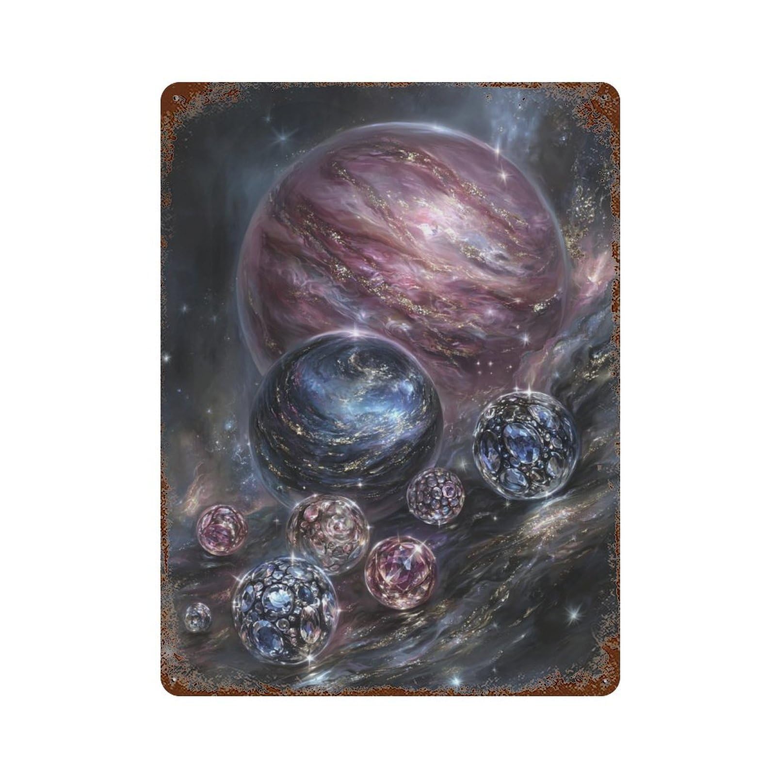 Cosmic Gemstones Collection Rustic Tin Plaque 15.7"x11.8", Classic Wall Plaque for Garage, Pub Or Kitchen