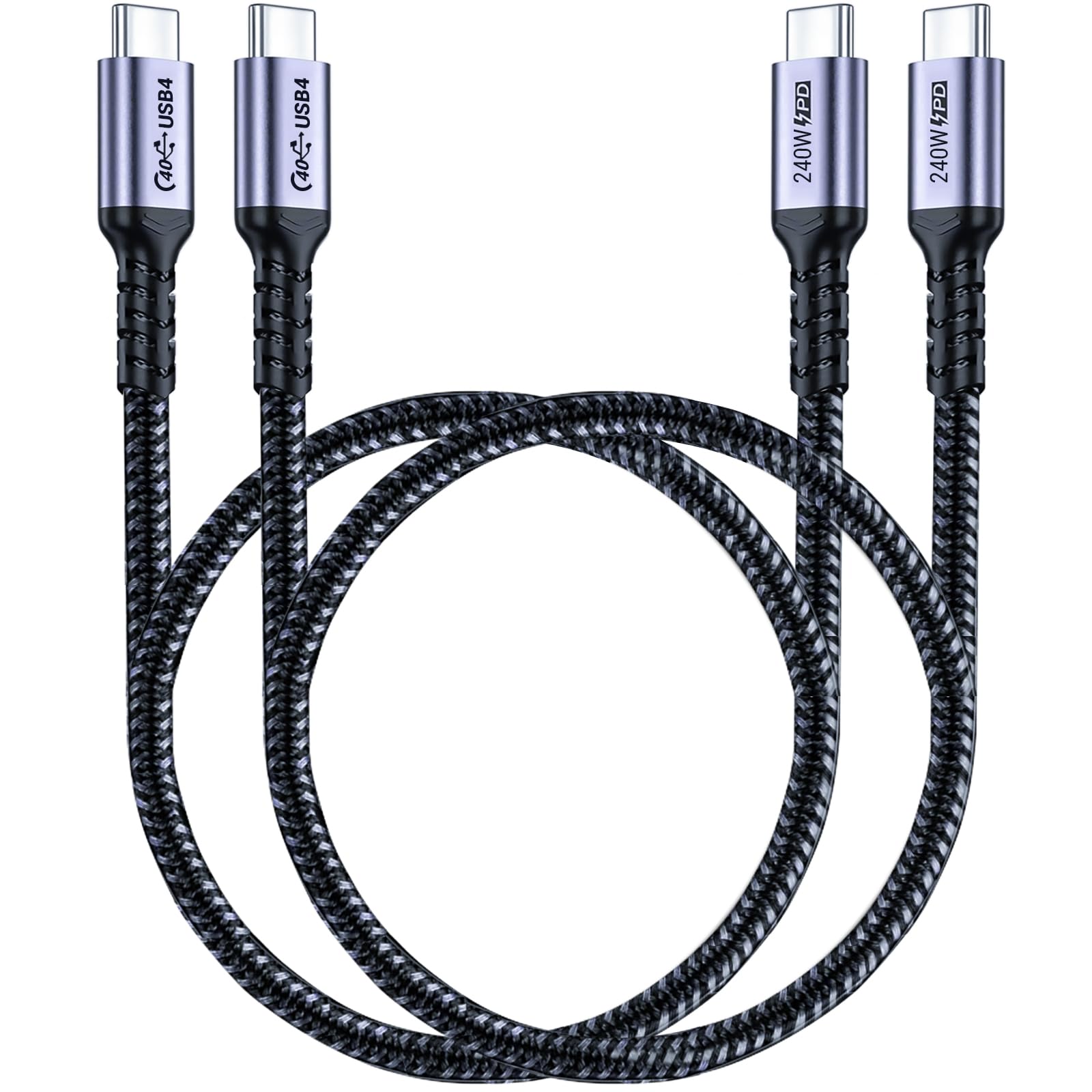 SUMPK 1.5FT USB 4 Cable 2 Packs 40Gbps USB 4 Cable with 240W Fast Charging and 8K Video Display Compatible with Thunderbolt 4, Thunderbolt 3, MacBook,
