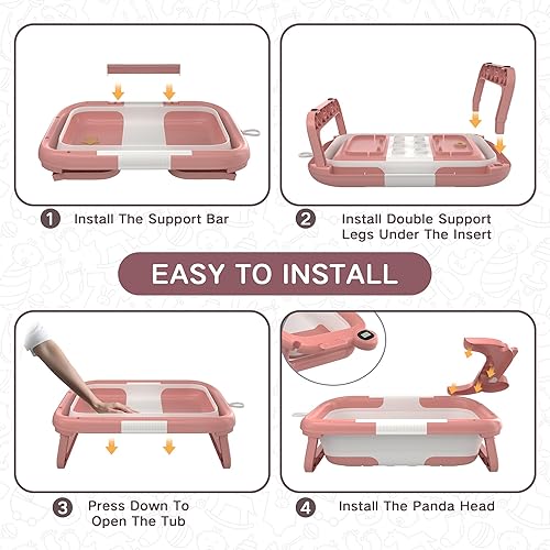 Miniatura 7 de Bañera plegable para recién nacidos a niños pequeños (0 a 24 meses), bañera portátil para bebés para viajes, bañera para recién nacidos con cojín