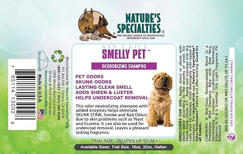 Miniatura 2 de Nature's Specialties Smelly - Champú para perros para mascotas, elección natural para peluqueros profesionales, olor limpio duradero, fabricado en