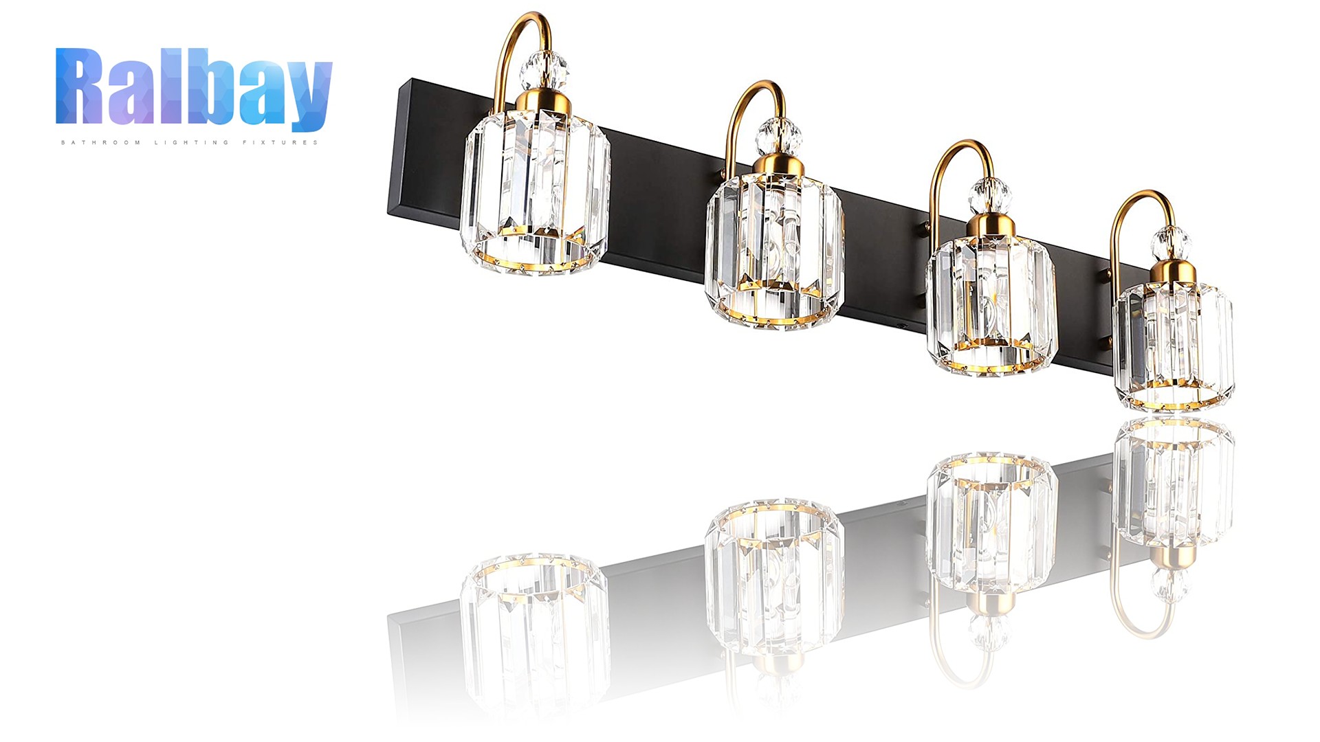 Ralbay Modern LED Bathroom Vanity Lights 5-Lights Crystal Vanity