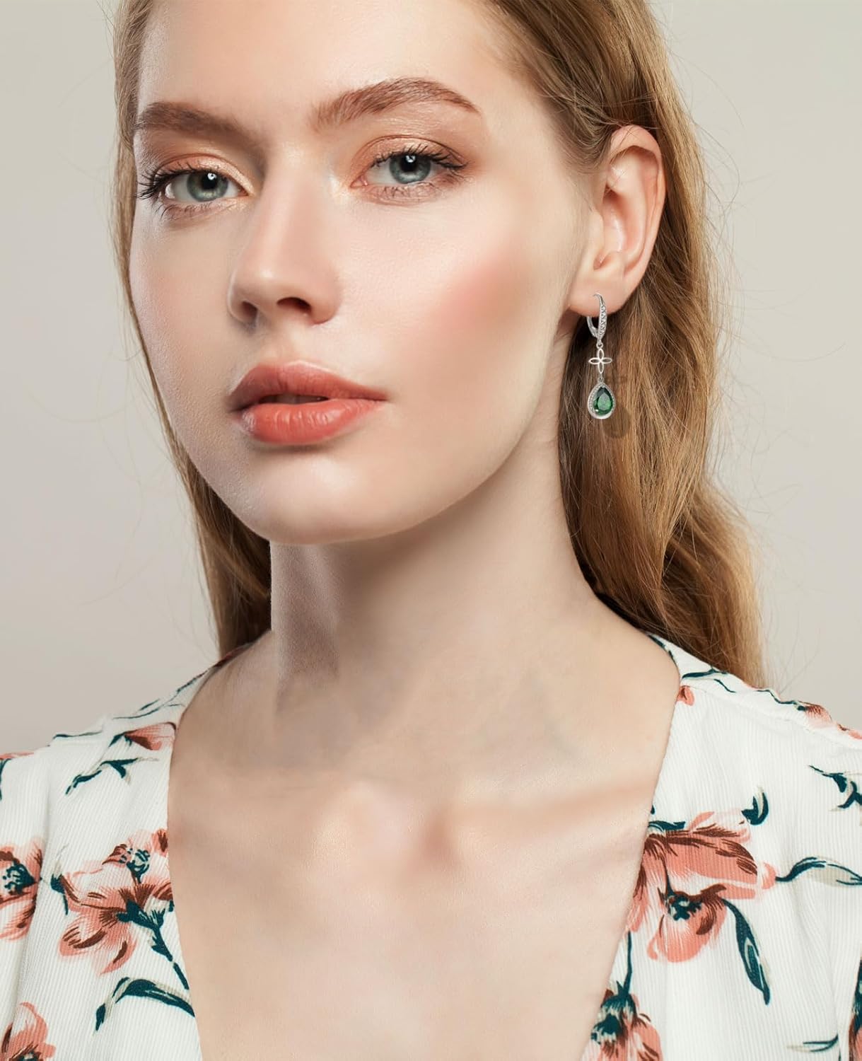 Fahonie Sterling Silver Long Drop Earrings with Cubic Zirconia Leverback Dangle Earrings Birthstone Cross Jewelry Gifts for Women - Image 3