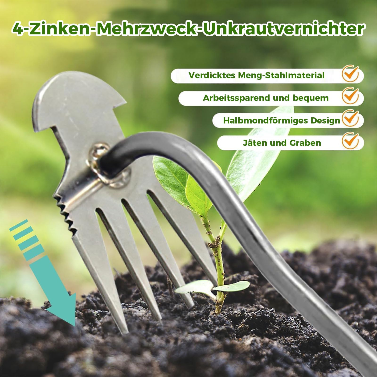 MOGADEE® Chwastownik, odchwaszczacz z rączką 47 cm, urządzenie do usuwania chwastów 2 w 1, ręczny odchwaszczacz ze stali nierdzewnej, skrobak do fug z uchwytem pomocnik ogrodniczy