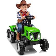 12V Toddler Ride on Tractor with Detachable Trailer | Kids Tractor Ride on with LED Lights and Music, Mini Tractor, Riding Tractor for Toddlers 1-5 | 41.73" 15.94" 19.09" Green