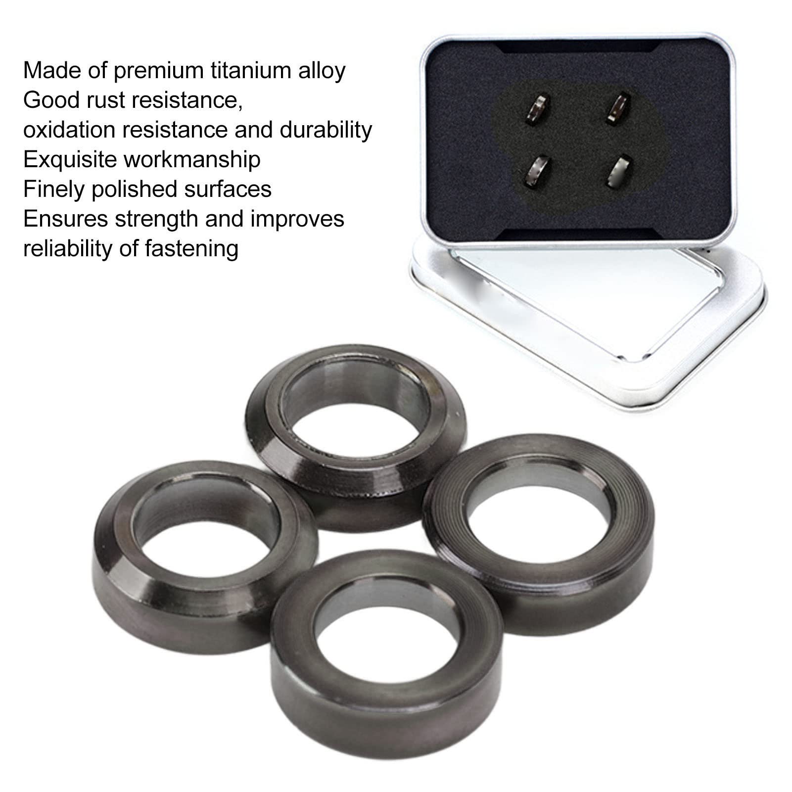 Keenso Brake Caliper Spacers, 4pcs Alloy Concave and Convex Mountain Brake Caliper Washer (Black)