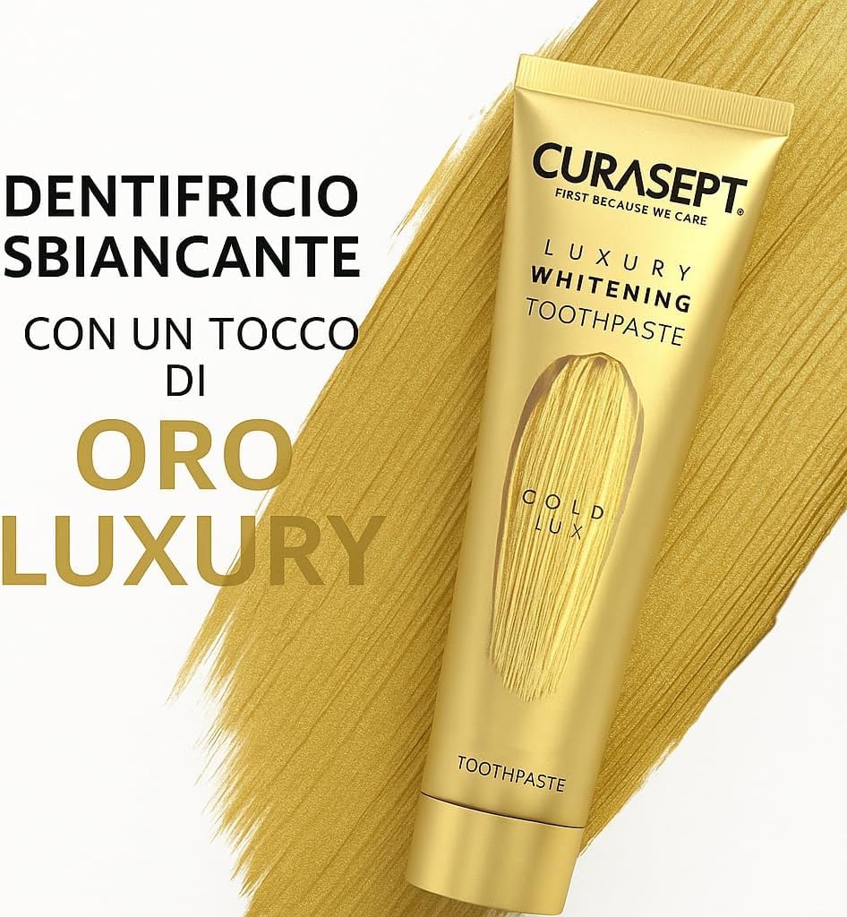 Curasept Dentifricio Sbiancante per Denti Professionale 75ml (2 pezzi) - Formula Smacchiante Intensiva per Macchie di Caffè e Fumo - Protezione Smalto e Alito Fresco -
