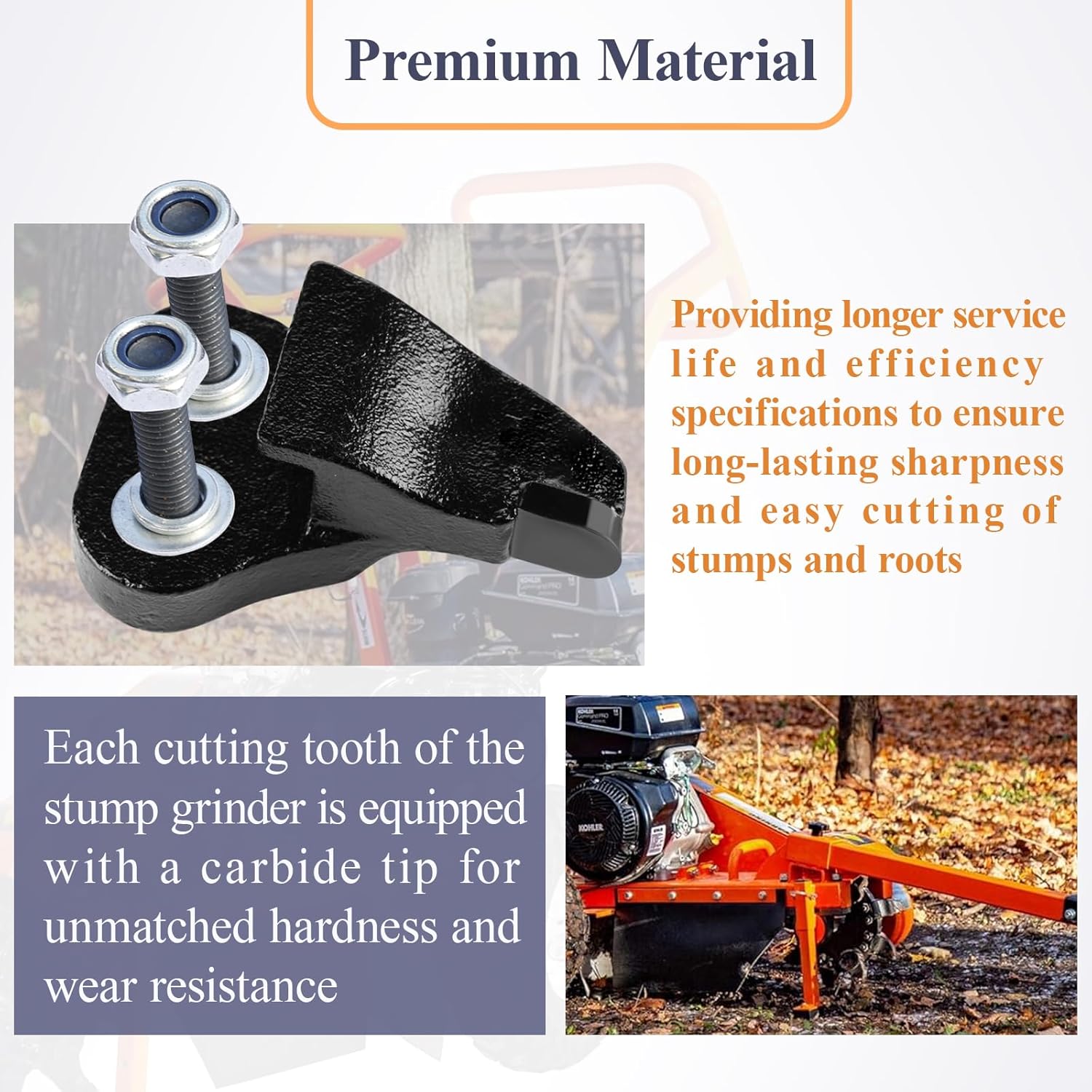 Set of 9 Carbide High Speed Cutting Teeth Fits DK2 Stump Grinder Model OPG777 & for Power King Stump Grinder Model PK0803