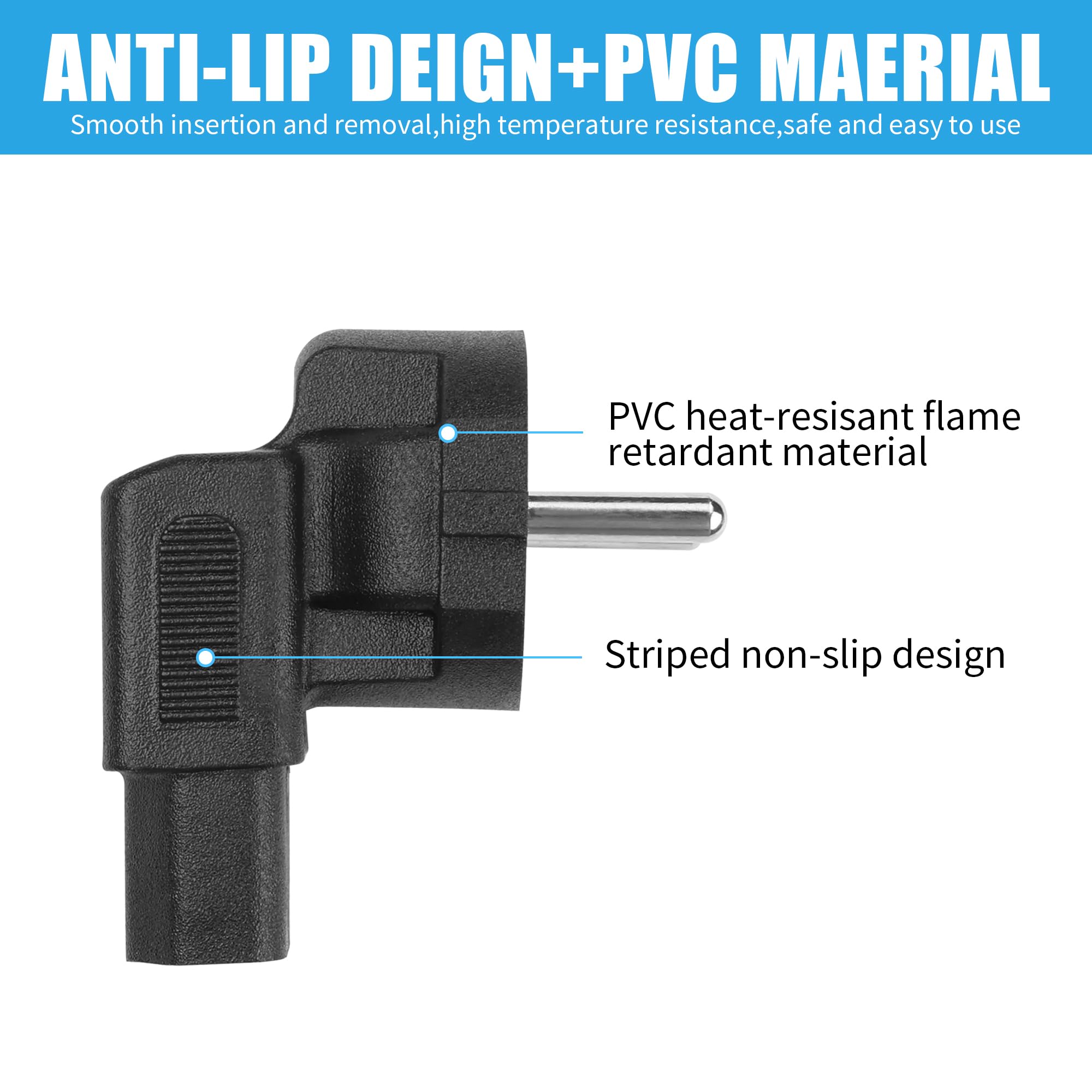 YAODHAOD Adapter Schuko na IEC c13 C5, złącze do urządzeń zimnych, złącze C5, styk ochronny do laptopa lub kabla C13, urządzeń PS3, PS4 PRO