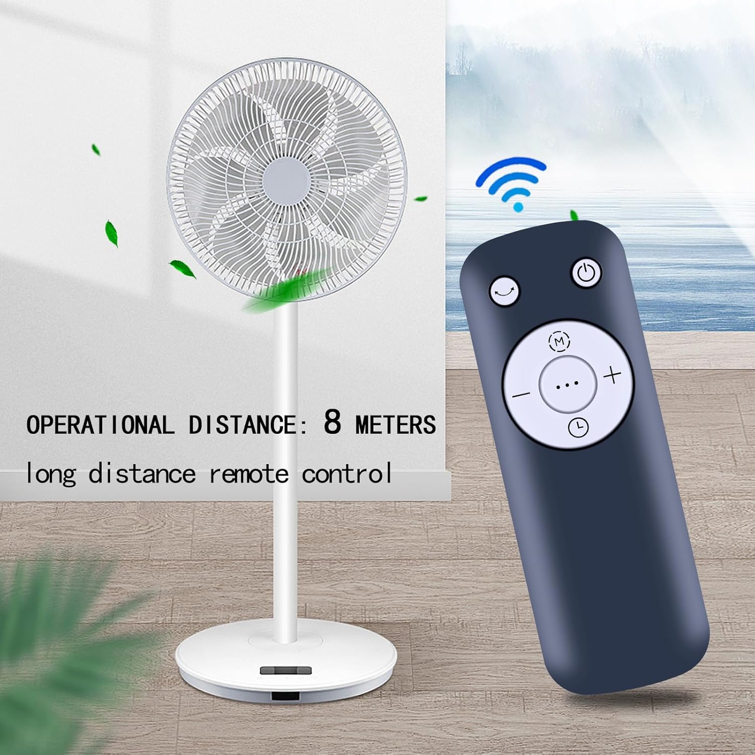 MOVHEIYL Remote Control showing 8-meter operational distance