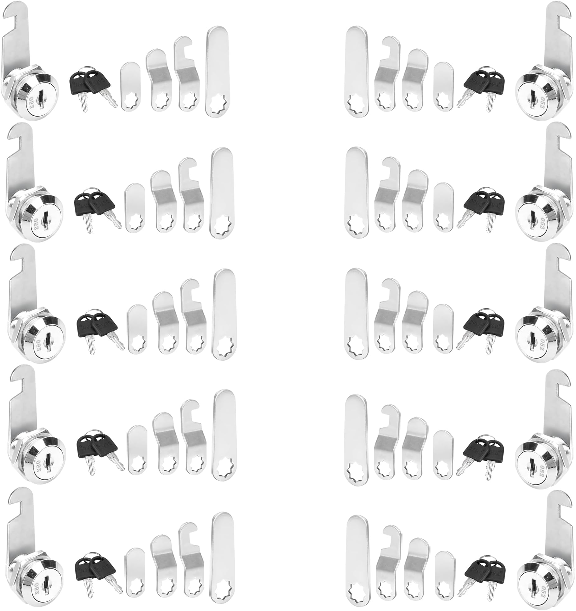 10 Pcs 20 mm Cam Lock Keyed Alike, Mailbox Box Locks with Keys and Lock Plates, Security Post Box Locks Replacement for Locker Tool Letter Box Cabinet Filing